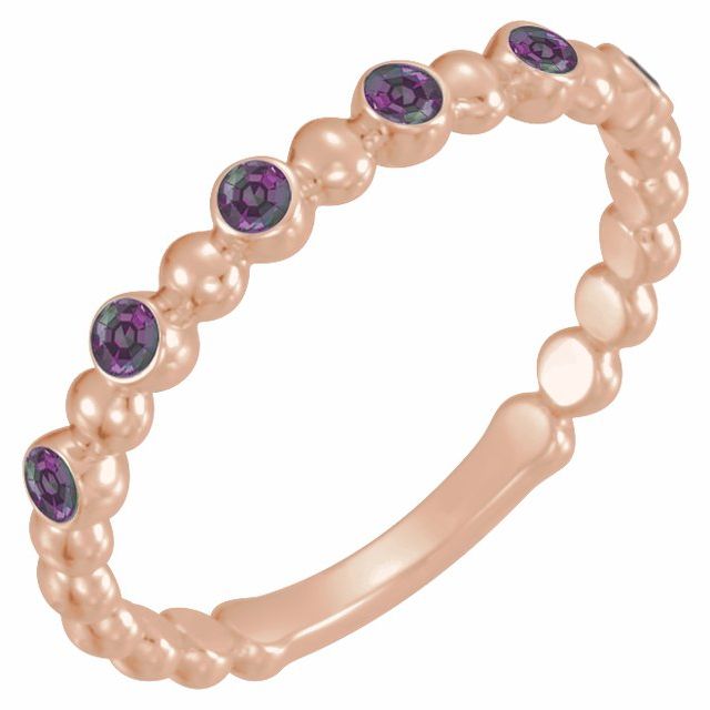 14K Rose Natural Alexandrite Stackable Ring