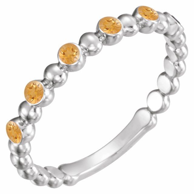 Sterling Silver Natural Citrine Stackable Ring