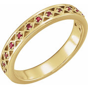 14K Yellow Natural Mozambique Garnet Stackable Ring