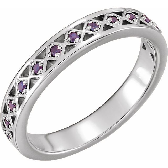 Platinum Natural Amethyst Stackable Ring