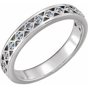 14K White Natural Aquamarine Stackable Ring