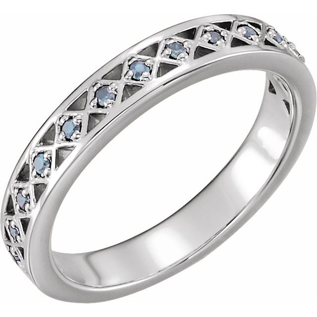 14K White Natural Aquamarine Stackable Ring