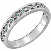 Platinum Natural Emerald Stackable Ring