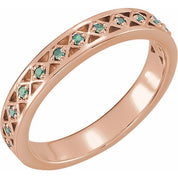 14K Rose Natural Emerald Stackable Ring