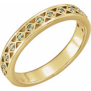 14K Yellow Natural Peridot Stackable Ring