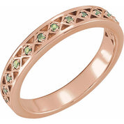 14K Rose Natural Peridot Stackable Ring