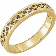 14K Yellow Natural Blue Sapphire Stackable Ring