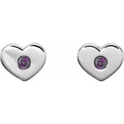 Sterling Silver Lab-Grown Alexandrite Heart Earrings