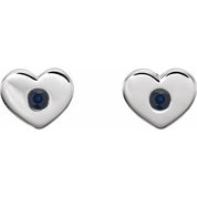 Sterling Silver Lab-Grown Blue Sapphire Heart Earrings