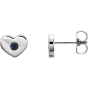 Sterling Silver Lab-Grown Blue Sapphire Heart Earrings