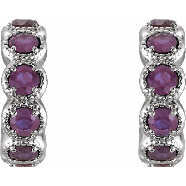 Sterling Silver Lab-Grown Alexandrite Hoop Earrings