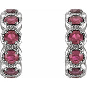 Sterling Silver Natural Pink Tourmaline Hoop Earrings