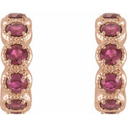 14K Rose Natural Pink Tourmaline Hoop Earrings