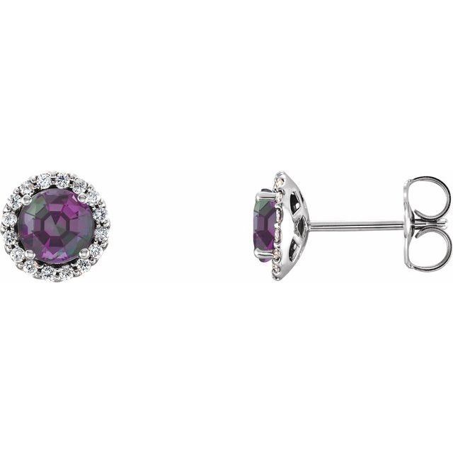 Sterling Silver 3.5 mm Lab-Grown Alexandrite & 1/10 CTW Natural Diamond Earrings