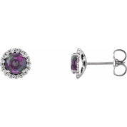Sterling Silver 3 mm Lab-Grown Alexandrite & 1/10 CTW Natural Diamond Earrings