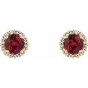 14K Yellow 5.5 mm Natural Ruby & 1/8 CTW Natural Diamond Earrings
