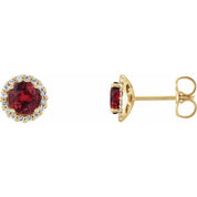 14K Yellow 5.5 mm Natural Ruby & 1/8 CTW Natural Diamond Earrings