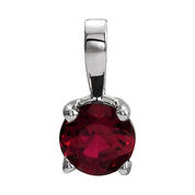 14K White 3 mm Lab-Grown Ruby Pendant