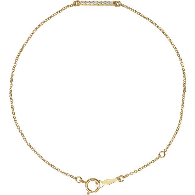 14K and Platinum Natural Diamond Bar Bracelet Adjustable 6.5 to 7.5 Inches Series BRC771