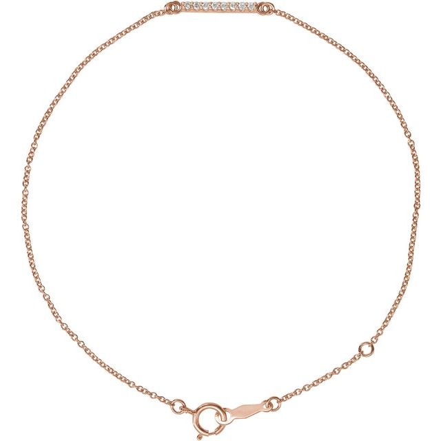 14K and Platinum Natural Diamond Bar Bracelet Adjustable 6.5 to 7.5 Inches Series BRC771