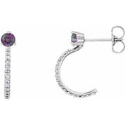 Sterling Silver Lab-Grown Alexandrite & 1/8 CTW Natural Diamond J-Hoop Earrings