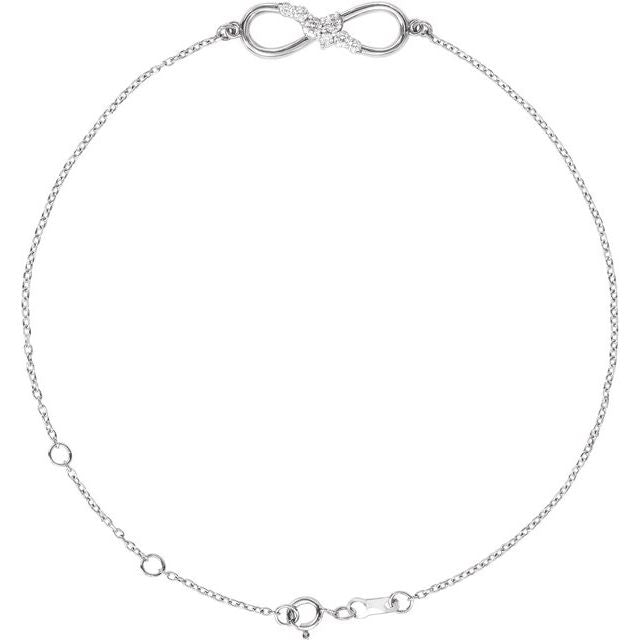 14K White 1/8 CTW Natural Diamond Infinity 6 1/2-7 1/2" Bracelet