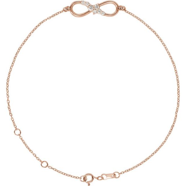 14K Rose 1/8 CTW Natural Diamond Infinity 6 1/2-7 1/2" Bracelet