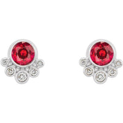 Sterling Silver Lab-Grown Ruby & 1/8 CTW Natural Diamond Earrings