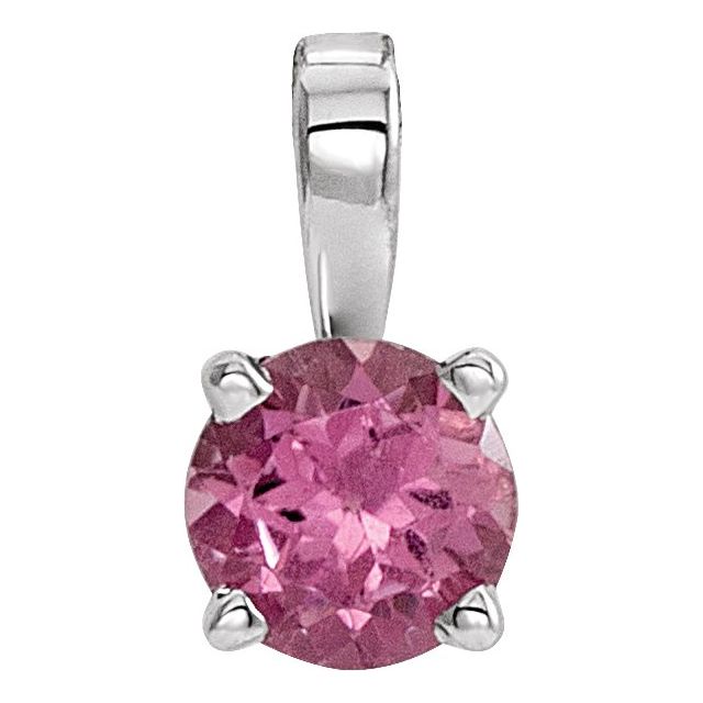 Sterling Silver 4 mm Imitation Pink Tourmaline Pendant