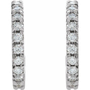 14K White 5/8 CTW Lab-Grown Diamond French-Set 15 mm Huggie Hoop Earrings