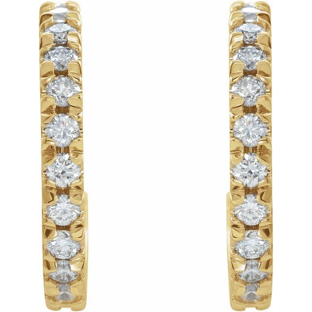14K Yellow 5/8 CTW Lab-Grown Diamond French-Set 15 mm Huggie Hoop Earrings