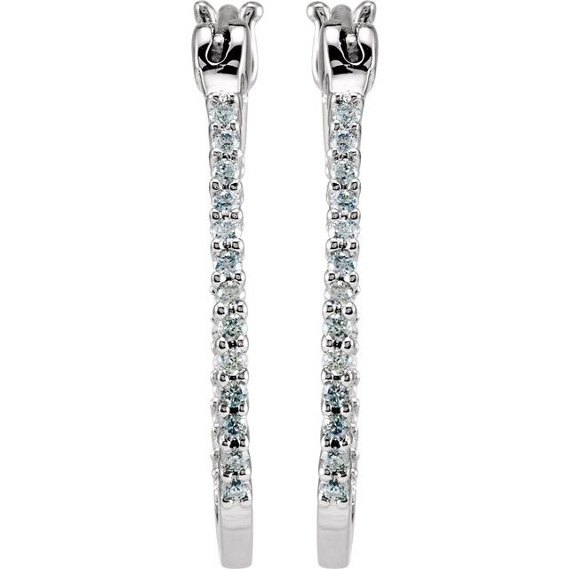 Platinum 1/4 CTW Natural Diamond Inside-Outside Hoop Earrings