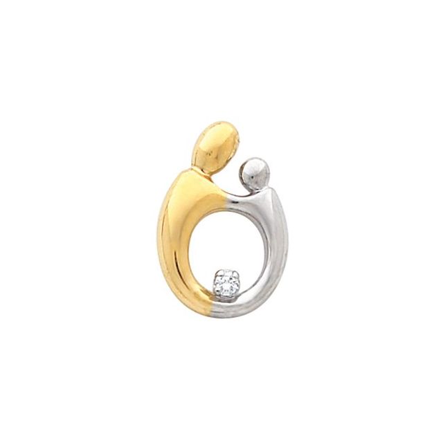 14K Yellow/White .05 CT Natural Diamond Mother and Child? Slide Pendant