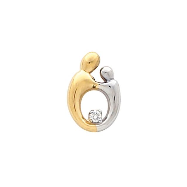 14K Yellow/White .03 CT Natural Diamond Mother and Child? Slide Pendant