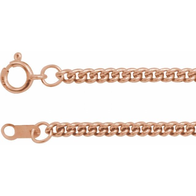 14K Rose Gold 2.25 mm Curb Chain 20" - CH173:60010:P