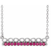 Sterling Silver Natural Ruby Infinity-Inspired Bar 18" Necklace