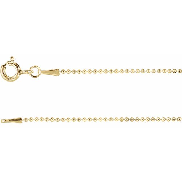 14K Yellow Gold-Filled 1 mm Hollow Bead 16" Chain - CH435:300:P