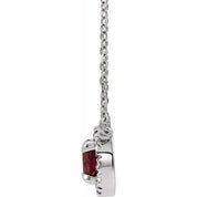 14K White 3 mm Natural Ruby & .03 CTW Natural Diamond 16" Necklace