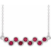 Sterling Silver Natural Ruby Bezel-Set Bar 16-18" Necklace