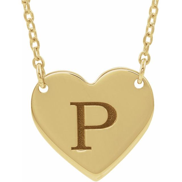 18K Yellow Gold-Plated Sterling Silver Engravable Heart 16-18" Necklace