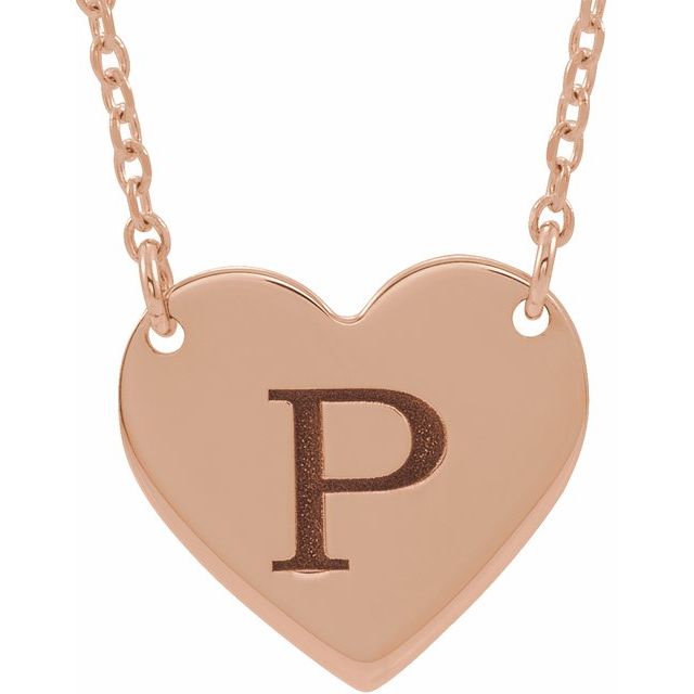 18K Rose Gold-Plated Sterling Silver Engravable Heart 16-18" Necklace
