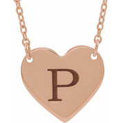 18K Rose Gold-Plated Sterling Silver Engravable Heart 16-18" Necklace