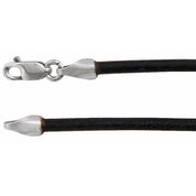 14K White 2 mm Black Leather 18" Cord
