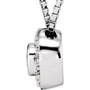 14K White 1/6 CT Natural Diamond Bezel-Set Halo-Style 18" Necklace