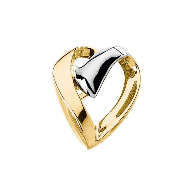 18K Yellow/White Heart Slide Pendant
