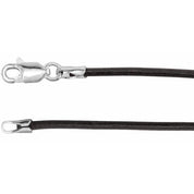 Sterling Silver 2 mm Black Rubber 16" Cord Necklace