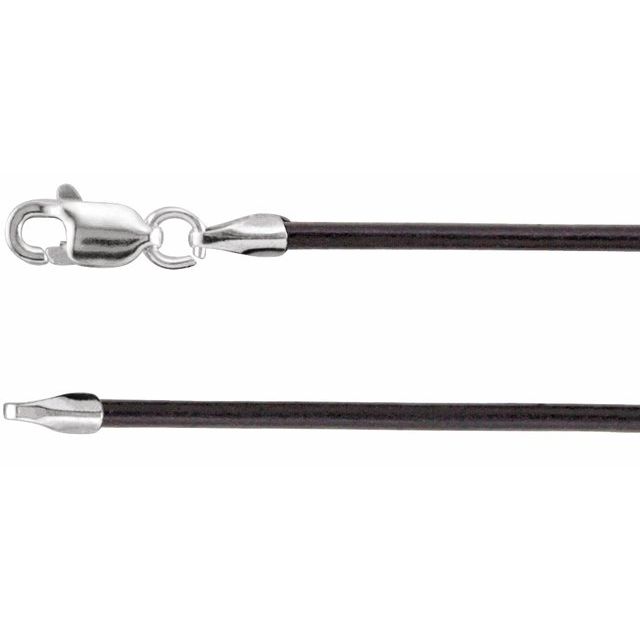 Sterling Silver CH613 Black Leather 1.5 mm 7" Cord