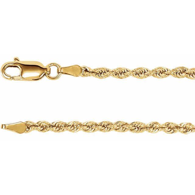 14K Yellow Gold 2.5 mm Rope Chain - 18" - CH955:103:P