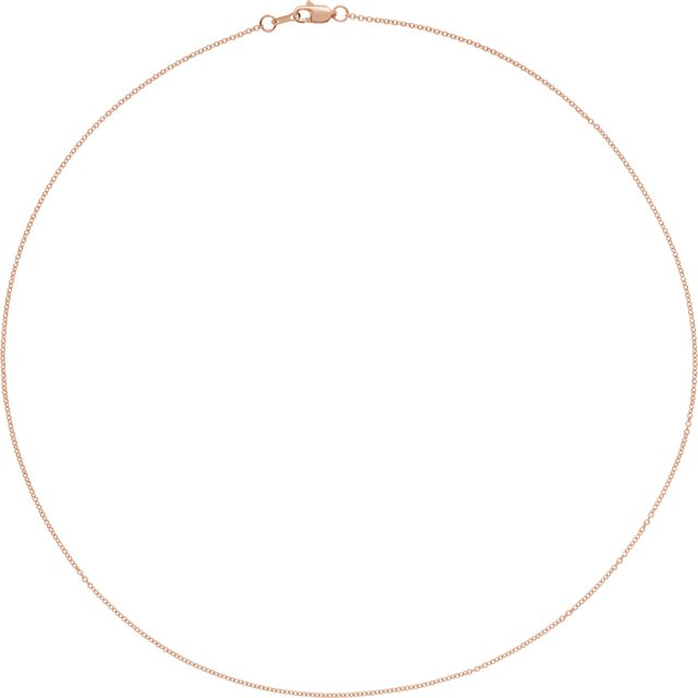 14K Rose 1 mm Cable 16" Chain