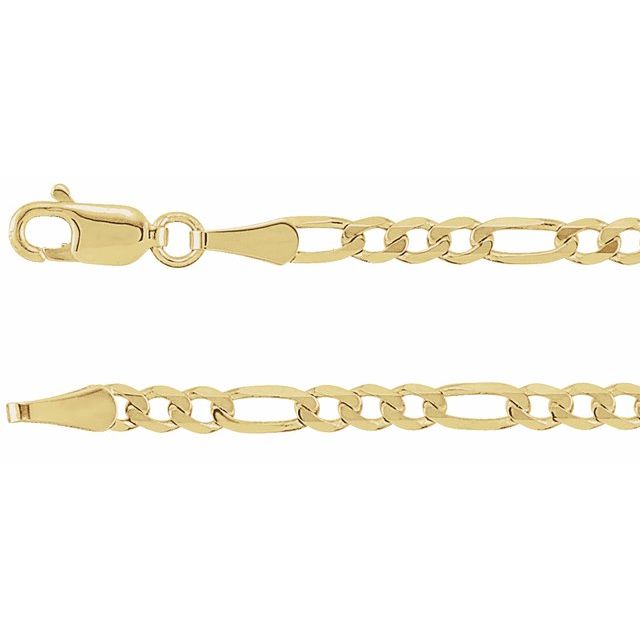 14K Yellow 3 mm Figaro 8" Chain